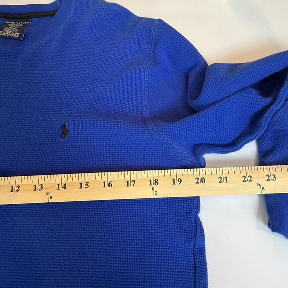 Polo Ralph Lauren Blue Waffle Knit Thermal Shirt L Lounge Sleep Top Minimalist - Picture 3 of 7